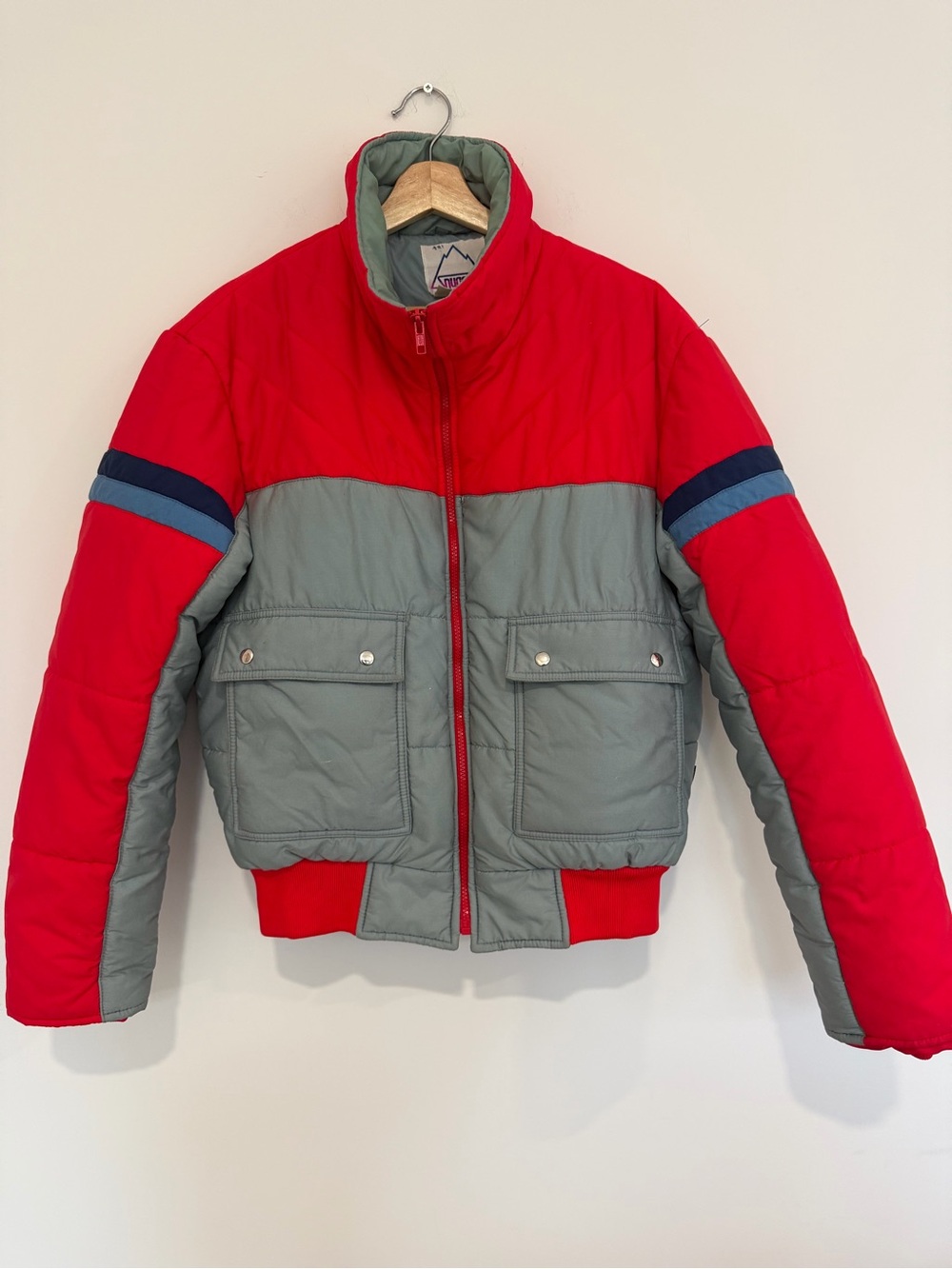 Vintage 1980’s Ski Puffer snow Jacket - Red & Gray